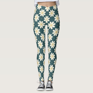 Wit en Geel bloemenpatroon Leggings