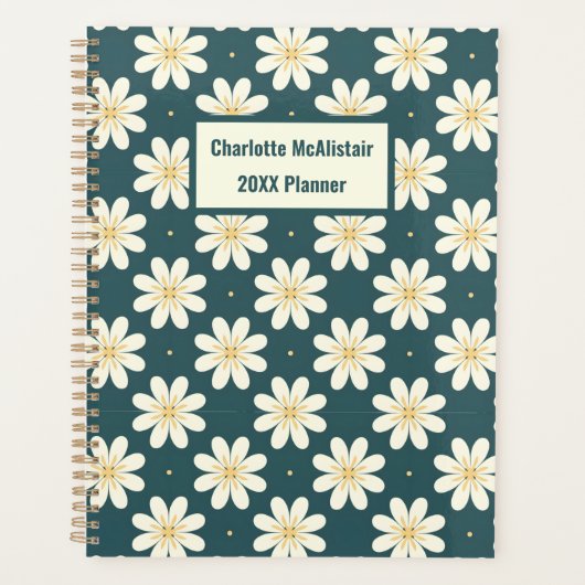 Wit en Geel bloemenpatroon Planner (Voorkant)