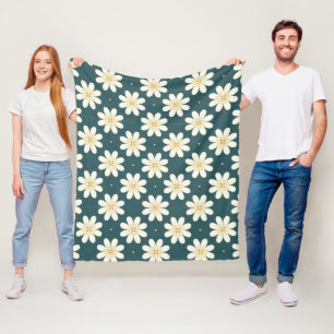 Wit en geel bloempatroon fleece deken