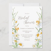 Wit en geel Daffodil Floral Vrijgezellenfeest invu Kaart (Voorkant)