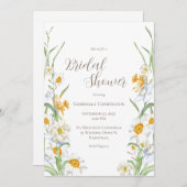 Wit en geel Daffodil Floral Vrijgezellenfeest invu Kaart (Voorkant / Achterkant)