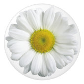 Wit en geel Daisy Keramische Knop (Voorkant)