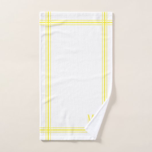 Wit en geel Gestreepte Aangepaste Initialen Bad Handdoek (Handdoek)