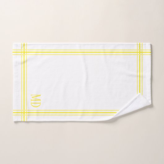 Wit en geel Gestreepte Aangepaste Initialen Bad Handdoek (Handdoek)