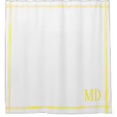 Wit en geel Gestreepte Aangepaste Initialen Douchegordijn (Voorkant)