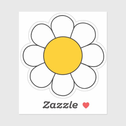 Wit en geel hippie retro Daisy Sticker (Vel)