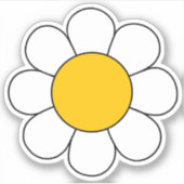 Wit en geel hippie retro Daisy Sticker (Voorkant)