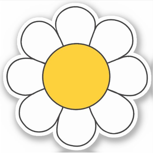 Wit en geel hippie retro Daisy Sticker (Voorkant)