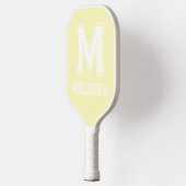 Wit en Geel Minimalistisch Modern Monogram Pickleball Paddle (Links)