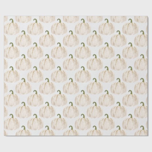 Wit en Glittery Pumpkins Wrapping Paper Cadeaupapier (Vlak)