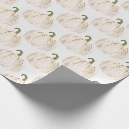 Wit en Glittery Pumpkins Wrapping Paper Cadeaupapier (Hoek)