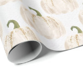 Wit en Glittery Pumpkins Wrapping Paper Cadeaupapier (Rol Hoek)