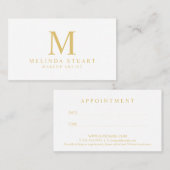 Wit en Gold Elegant Benoeming Afsprakenkaartje (Voorkant / Achterkant)
