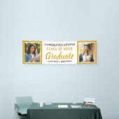 Wit En Goud 2 Foto Congrats 2026 Afstuderen Spandoek (Beurs)