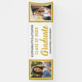 Wit En Goud 2 Foto Congrats 2026 Afstuderen Spandoek (Verticaal)