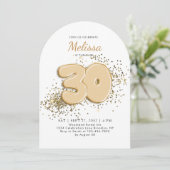 Wit en Goud 30ste Ballonnen Volwassen Verjaardag A Kaart (Staand voorkant)