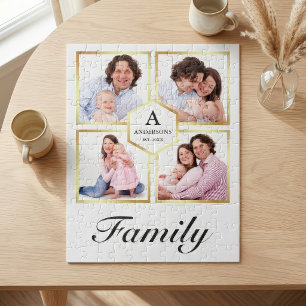 Wit en Goud 4 Foto's Familie Fotocollage Legpuzzel