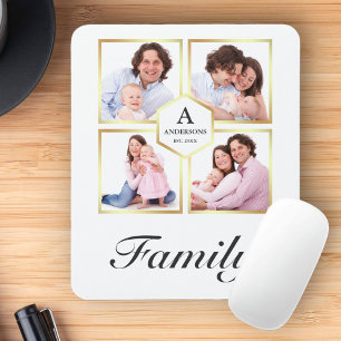 Wit en Goud 4 Foto's Familie Fotocollage Muismat