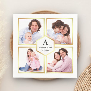 Wit en Goud 4 Foto's Familie Fotocollage Servet
