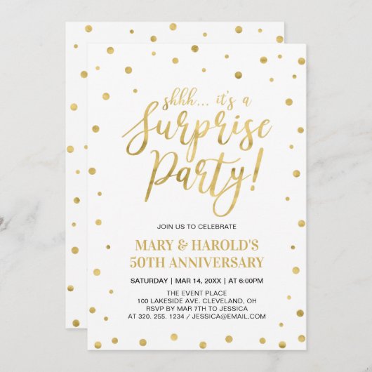 Wit en goud | 50e Jubileum voor de bruiloft met ve Kaart (Voorkant / Achterkant)