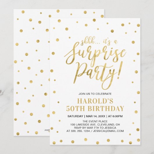 Wit en goud | 50e verjaardag van de geboorte van d kaart (Voorkant / Achterkant)