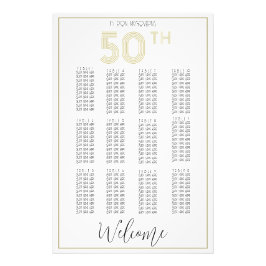 Wit en Goud 50ste Verjaardag Zitting Grafiek Print Foto Afdruk