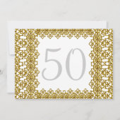 Wit en Goud 50ste Verjaardagsfeest Wit Kaart (Achterkant)