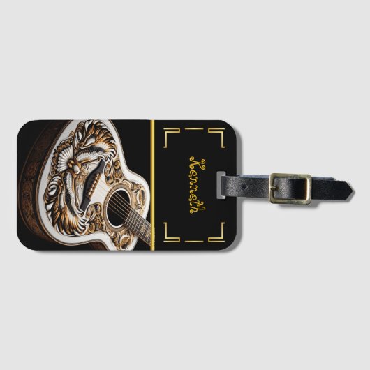 Wit en goud akoestisch bagagelabel (Voorkant (horizontaal))