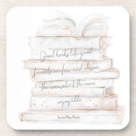 Wit en goud aquarel vriendschap en boeken citaat bier onderzetter