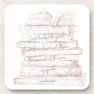 Wit en goud aquarel vriendschap en boeken citaat bier onderzetter