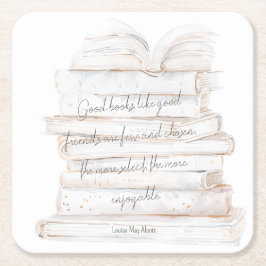 Wit en goud aquarel vriendschap en boeken citaat kartonnen onderzetters