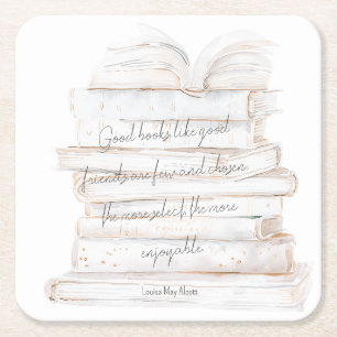 Wit en goud aquarel vriendschap en boeken citaat kartonnen onderzetters