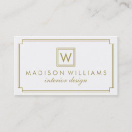 Wit en Goud Art Deco Monogram Visitekaartje