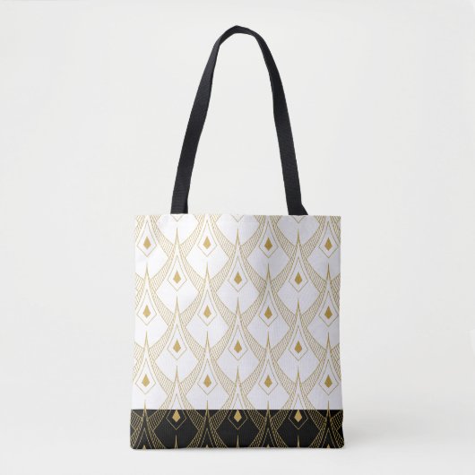 Wit en goud art-deco patroon 11 tote bag (Voorkant)