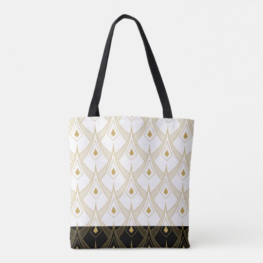 Wit en goud art-deco patroon 11 tote bag (Achterkant)