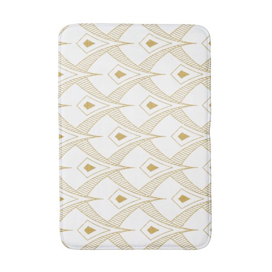 Wit en goud art-deco patroon badmat (Voorkant Verticaal)