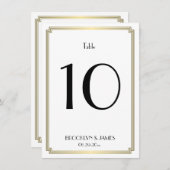 Wit en goud Art Deco Trouwtafel Nummer Kaart (Voorkant / Achterkant)