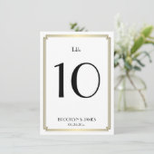 Wit en goud Art Deco Trouwtafel Nummer Kaart (Staand voorkant)
