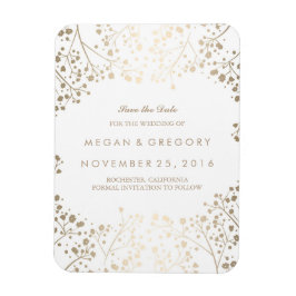 Wit en goud Baby's Breath Save the Date Magneet