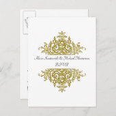 Wit en Goud Barok RSVP Briefkaart (Voorkant / Achterkant)