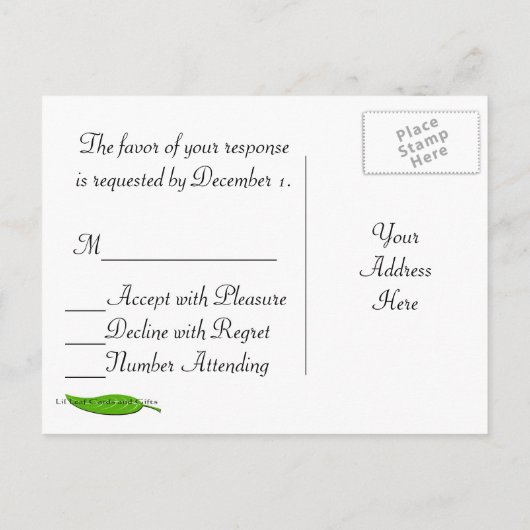 Wit en Goud Barok RSVP Briefkaart (Achterkant)