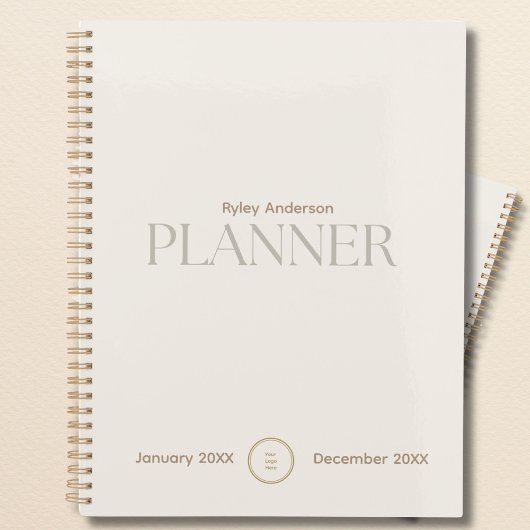 Wit en Goud Bedrijf Logo Monogram Planner