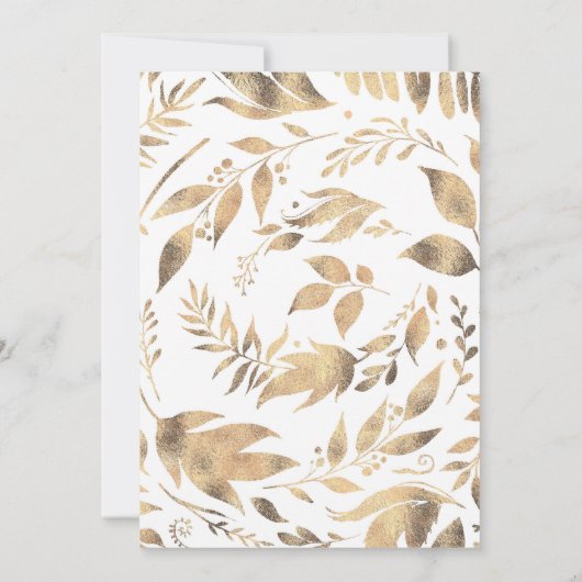 Wit en Goud Bladeren Laurel Herfst Baby shower Kaart (Achterkant)