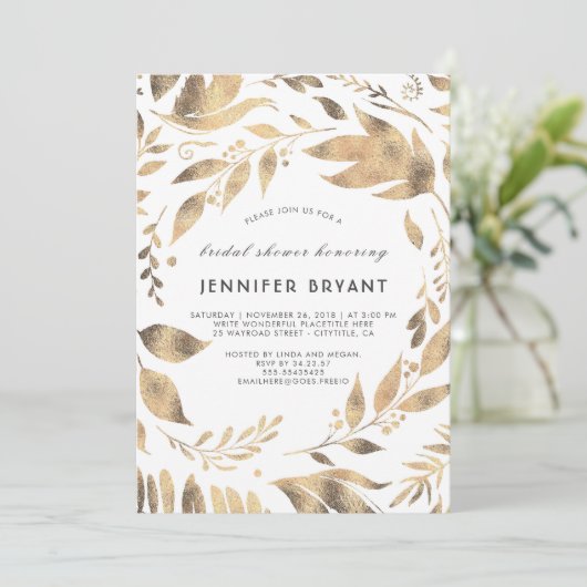 Wit en Goud Bladeren Laurel Herfst Vrijgezellenfee Kaart (Staand voorkant)