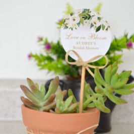 Wit en Goud Bloem Dank u Favor Tags Ronde Sticker