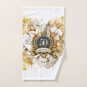 Wit en Goud Bloemen 50ste Jubileum Gift Bad Handdoek (Handdoek)