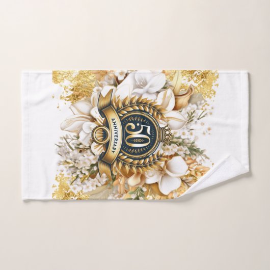 Wit en Goud Bloemen 50ste Jubileum Gift Bad Handdoek (Handdoek)