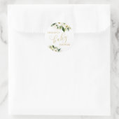 Wit en Goud Bloemen Baby shower Favor Ronde Sticker (Tas)