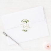 Wit en Goud Bloemen Baby shower Favor Ronde Sticker (Envelop)