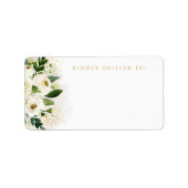 Wit en Goud Bloemen Bloem Blank Adres Etiket (Voorkant)